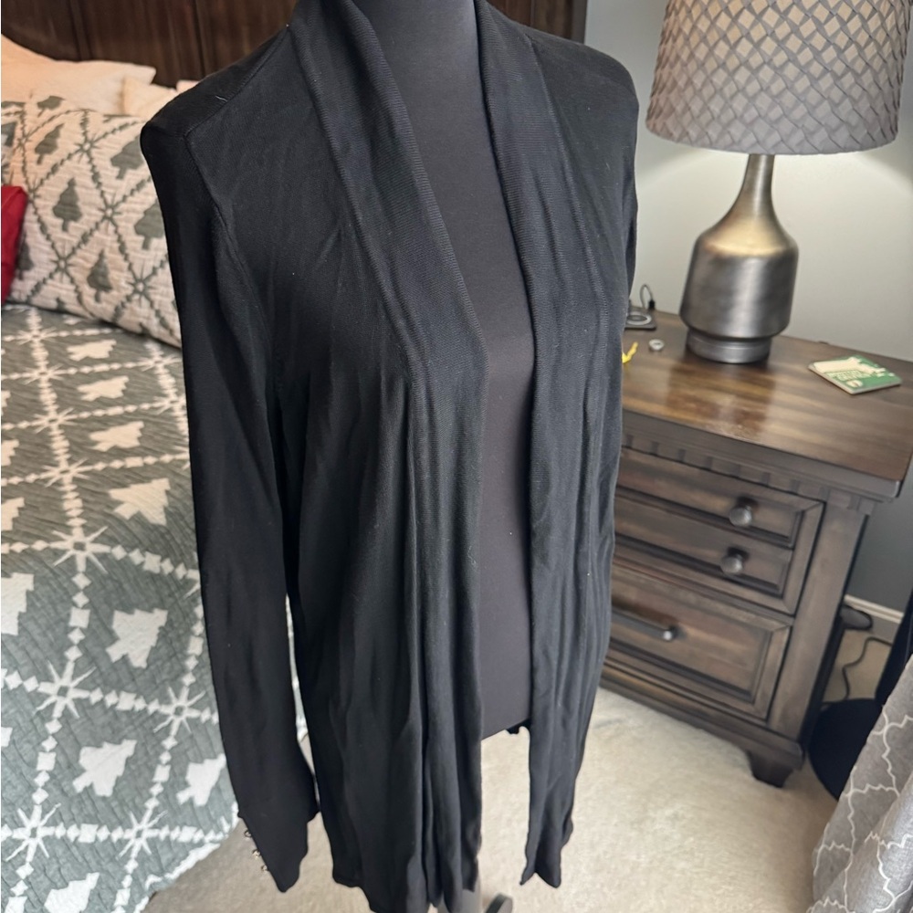 Elegant Black Women's Cardigan with Button Accents
